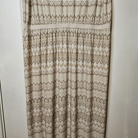 Ruby Rd. Patterned Plus Cream Tan Coral Sleeveless Stretchy Maxi Dress Size 1X - Picture 7 of 13